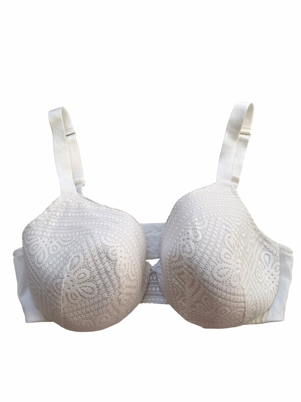 Cacique Ivory Lace Full Coverage Underwire Bra Floral Romantic Clean Girl 40D